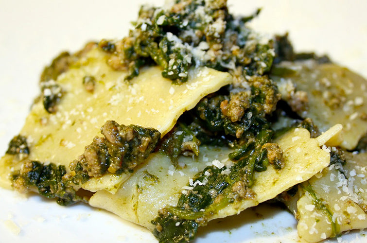 Maltagliati al ragù di spinaci